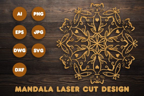 3D Cat Fish Mandala SVG Files for Cricut & Laser Cutting