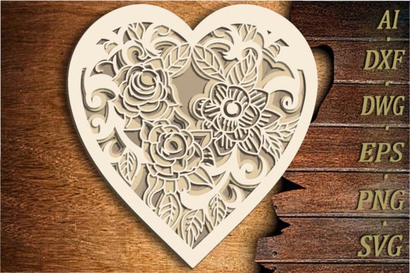 3D Floral Heart Layered Design for Cricut Projects