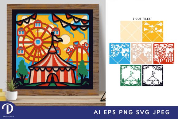 Amusement Park 3D Shadow Box SVG: Capture the Magic