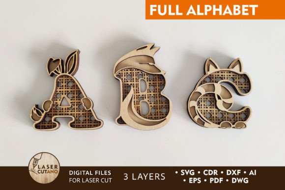 Charming Animal-Themed Laser Cut Alphabet for Kids