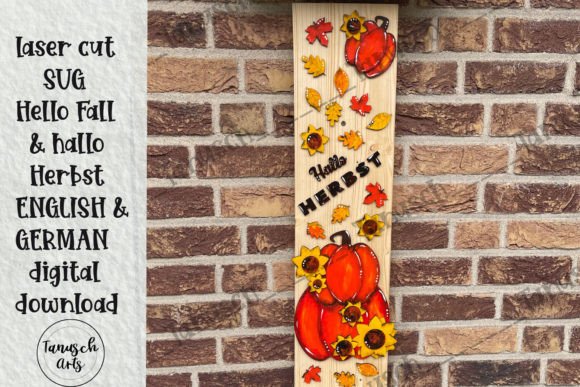 Charming Fall SVG: Hello Fall & Hallo Herbst Door Decor