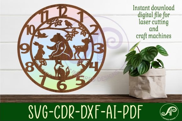 Charming Woodland Animal Wall Clock Laser Cut