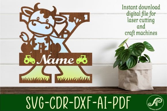 Cow Capital Monogram Letter X SVG Cut