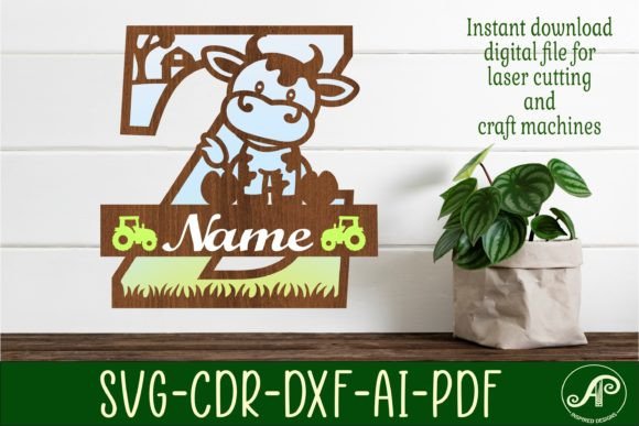 Cow Capital Monogram Letter Z SVG Cut Design
