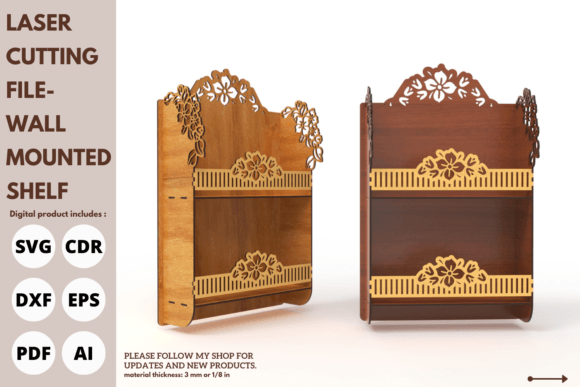 Decorative Flower Wall Shelf: A Laser Cut Design Asset