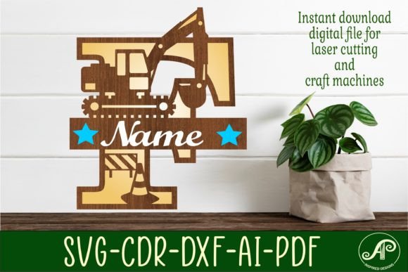 Digger Capital Monogram Letter F SVG: 3D Layered Sign Design