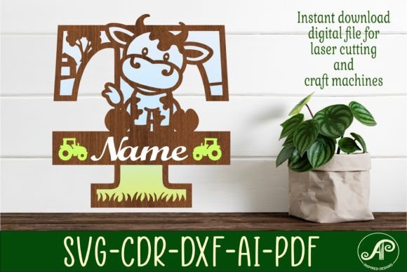 Elegant Monogram Design: The Cow Capital Letter T SVG Cut