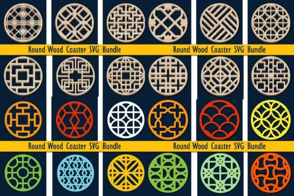 Laser-cut Round Coaster SVG Mega Bundle