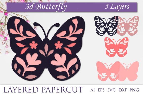 Layered Papercut Flower Butterfly SVG: A Versatile Design Asset