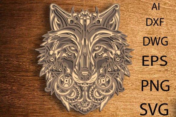 Mechanic Wolf-dog Multilayer Svg/laser Design