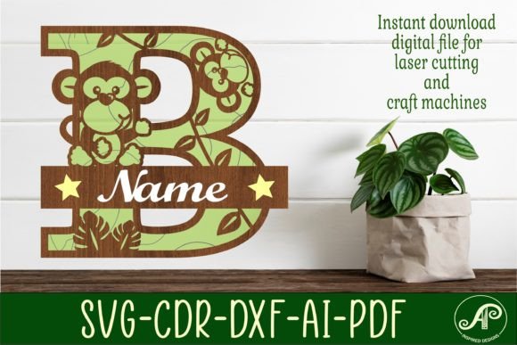 Monkey Capital Monogram Letter B SVG Design