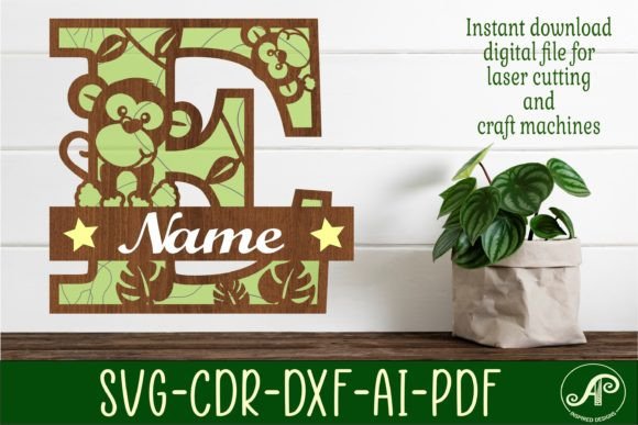 Monkey Capital Monogram Letter E SVG