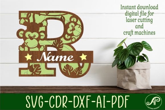 Monkey Capital Monogram Letter R SVG: A Design Asset