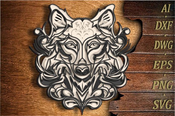 Night Wolf Multilayer SVG: Stunning 3D Layered Art for Crafters
