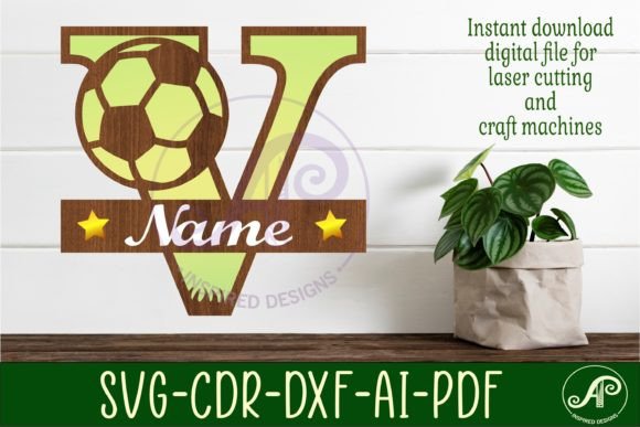 Soccer Monogram V Letter: A Dynamic Design Asset