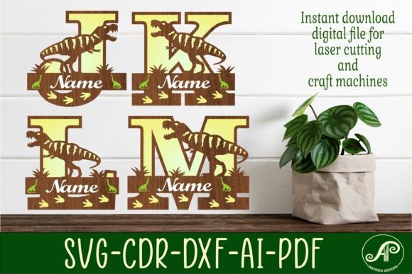 T Rex Monogram Letter Bundle Name Signs for Crafts