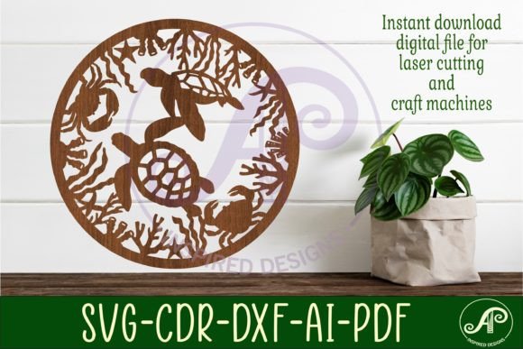Turtle Wall Art Sign SVG File for Laser Cutting